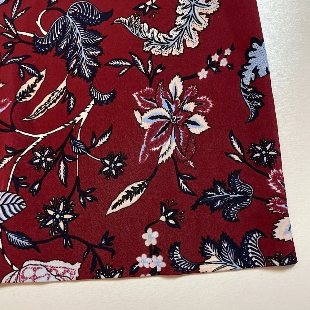 Diane Von Furstenberg Canton Brodeaux Silk Floral Pant Trouser Red Stretch Summe